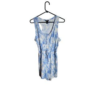 Rue21 Blue & White Tie-Dye Sleeveless Romper With Drawstring Waist M